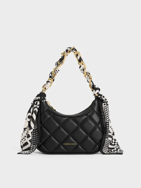 Mini Alcott Scarf Handle Quilted Bag - Black