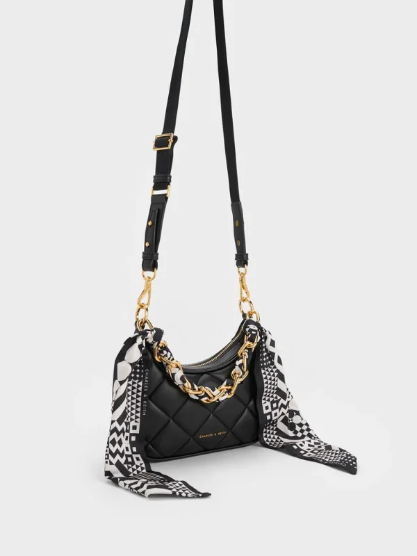 Mini Alcott Scarf Handle Quilted Bag - Black