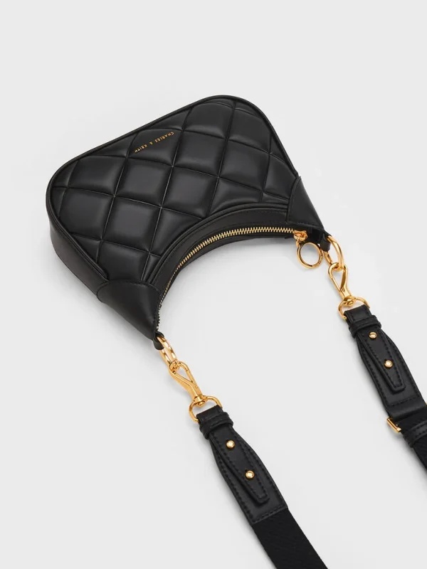 Mini Alcott Scarf Handle Quilted Bag - Black