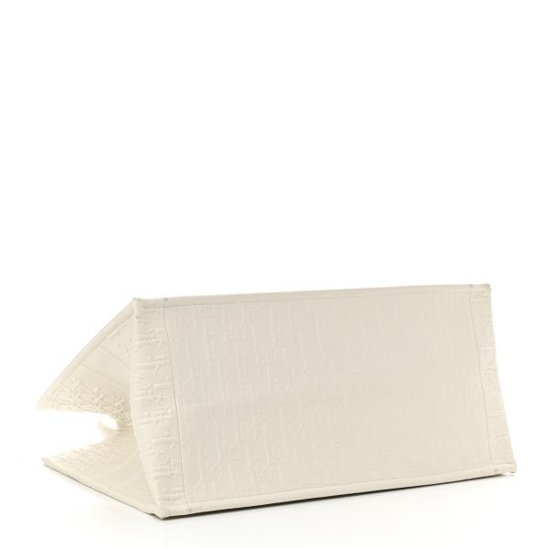 DIOR Oblique Calfskin Embossed Medium Book Tote Ivory