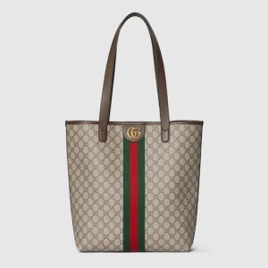 GUCCI Ophidia Medium Tote Beige And Brown Bag