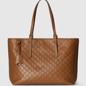 GUCCI GG Emblem Large Tote Brown Bag
