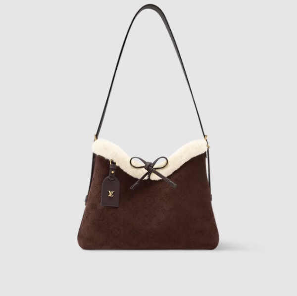 Louis Vuitton CarryAll PM Chocolate Brown Shearling Bag