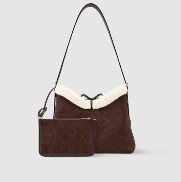 Louis Vuitton CarryAll PM Chocolate Brown Shearling Bag