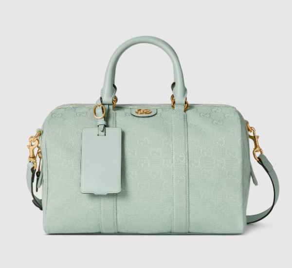 Gucci Ophidia medium boston icy blue GG canvas bag