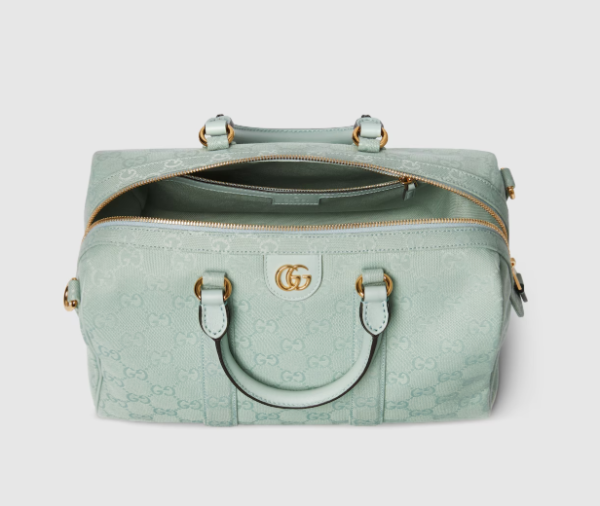 Gucci Ophidia medium boston icy blue GG canvas bag